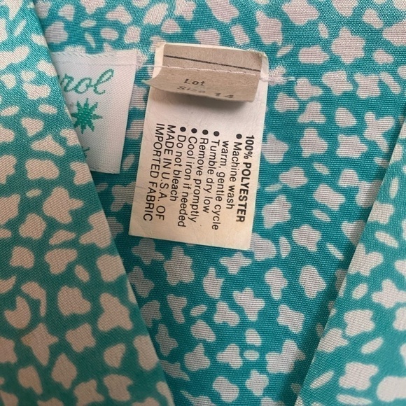 Vintage 60’s/70’s Lady Carol Petites of New York Teal Patterned Dress 👗 - Picture 4 of 7